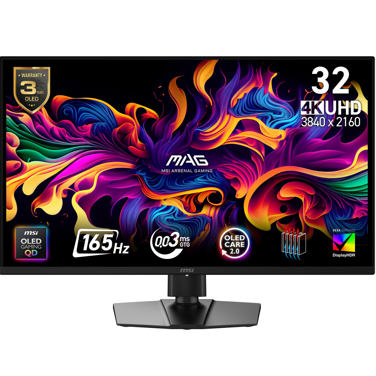 31.5" MSI MAG 322UP QD-OLED E16 0.03ms 165Hz 3840x2160 HDMI DP Type-C Pivot Gami