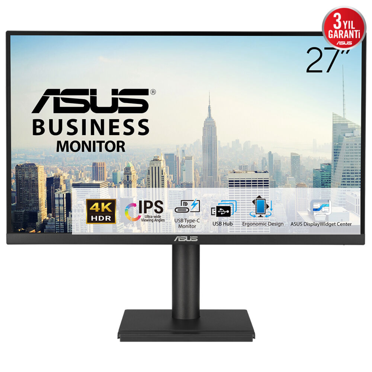 27" Asus VA27UQSB 5ms 60Hz IPS 2xHDMI DP Vesa Siyah Pivot Monitör