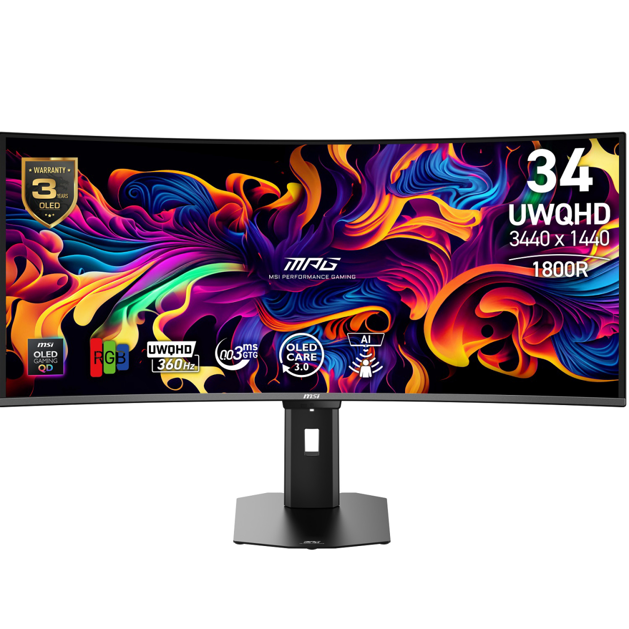 34" MSI MPG 341CQR QD-OLED X36 0.03ms 360Hz 3440x1440 HDMI DP Type-C Curved Gami