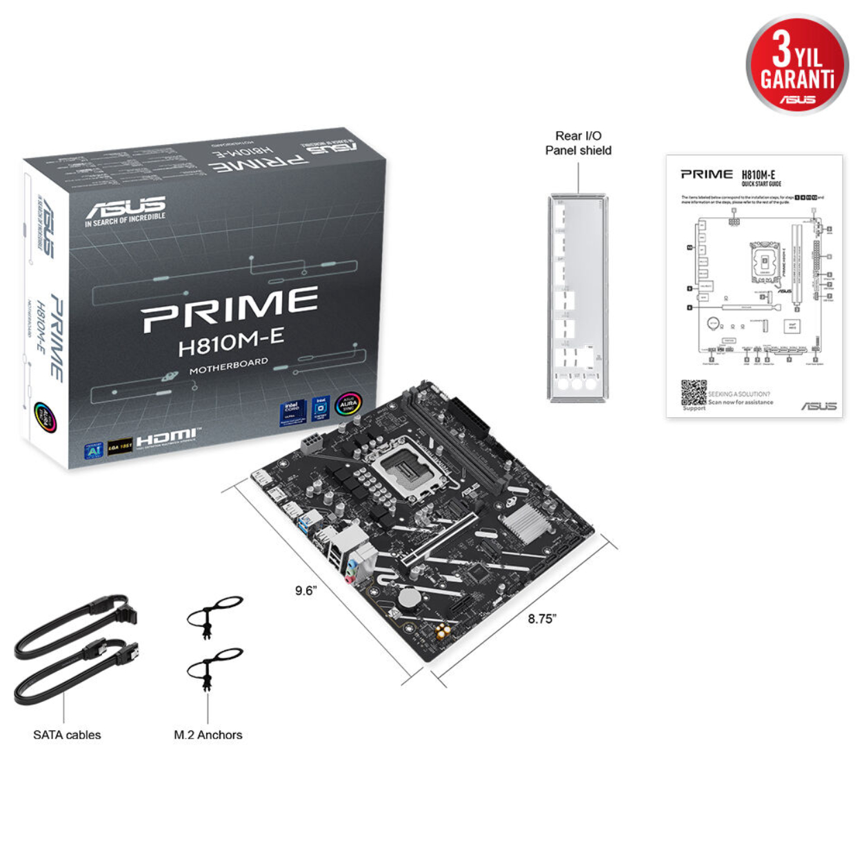 Asus PRIME H810M-E-CSM  DDR5 1851P DDR5 6400(OC) HDMI DP 2xM2 USB3.2 RGB mATX