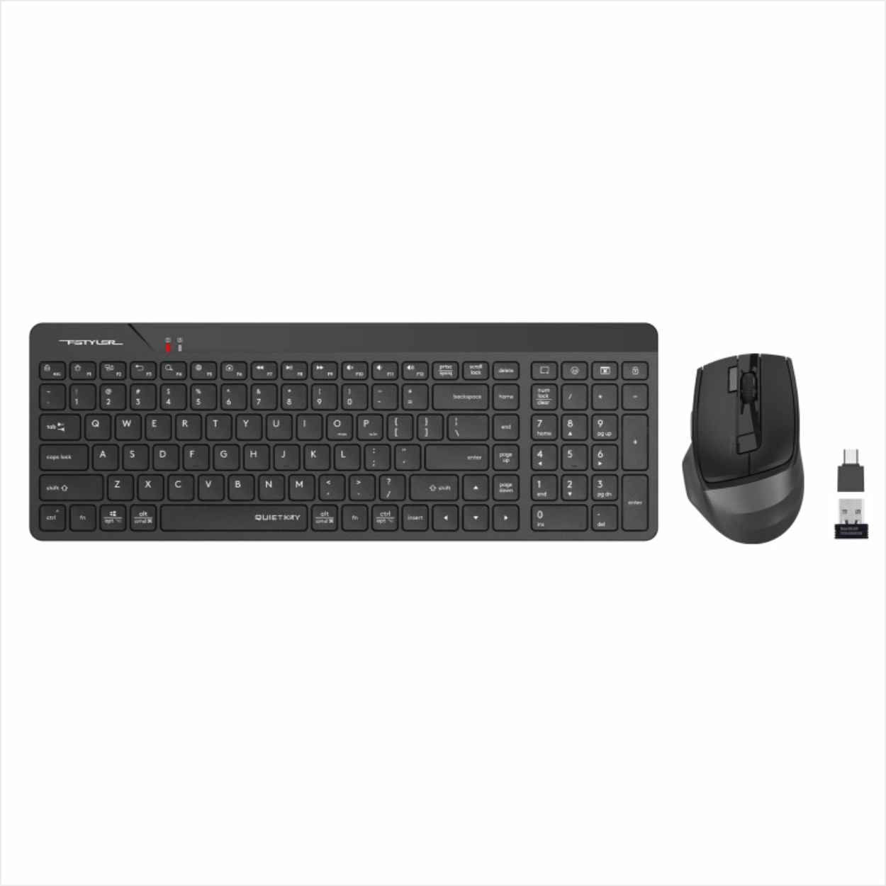 A4 Tech FG2400 Air2 Kablosuz QMINI FN-MM Sessiz Klavye Mouse Set Siyah