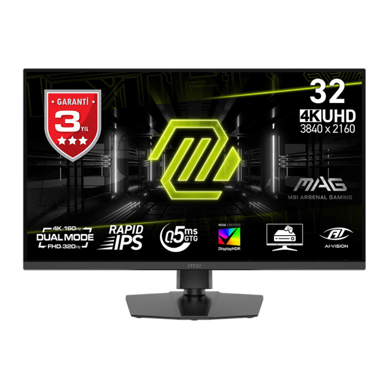 31.5" MSI MAG 322URDF E16 0.5ms 160Hz 3840x2160 IPS HDMI DP Flat Gaming Monitör