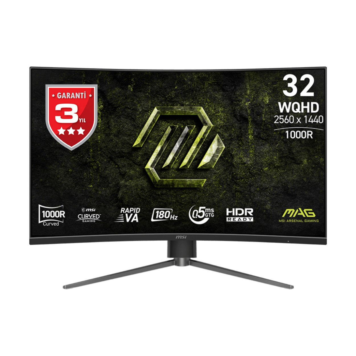 31.5" MSI MAG 325CQPF E18 0.5ms 180Hz 2560x1440 HDMI DP VA Curved Gaming Monitör
