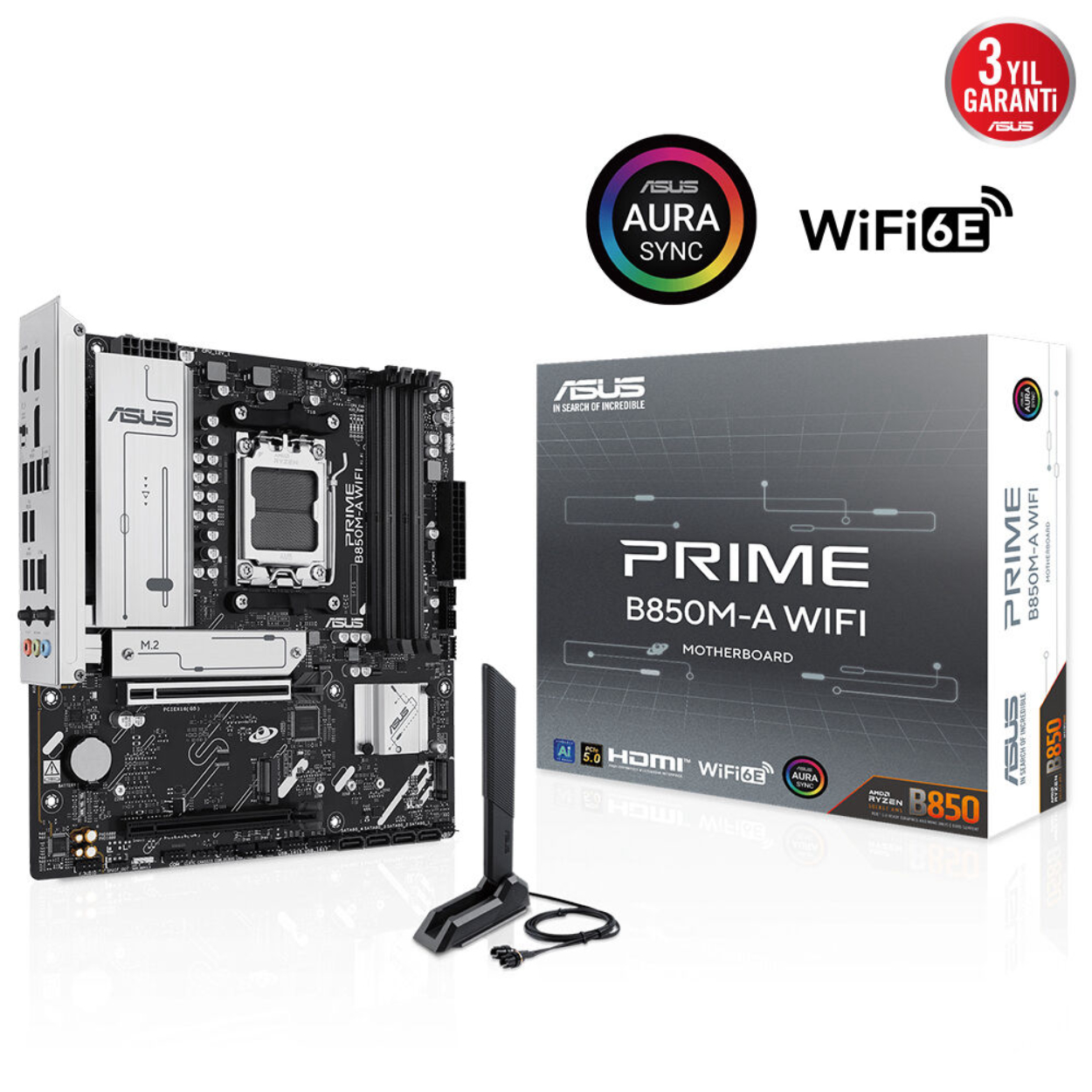 Asus PRIME B850M-A WIFI AM5 DDR5 8000(OC) HDMI DP 3xM2 USB Gbit mATX