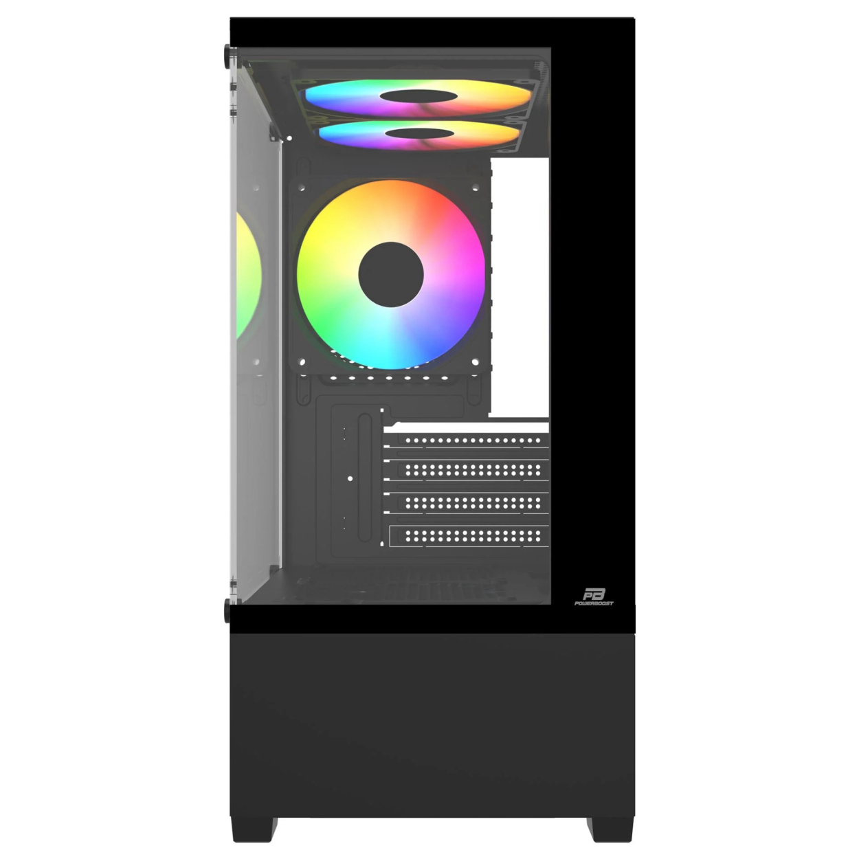 PowerBoost PB-M5001B 500W 3x12cm Rainbow Fanlı USB 3.0 M-ATX Gaming Siya Kasa