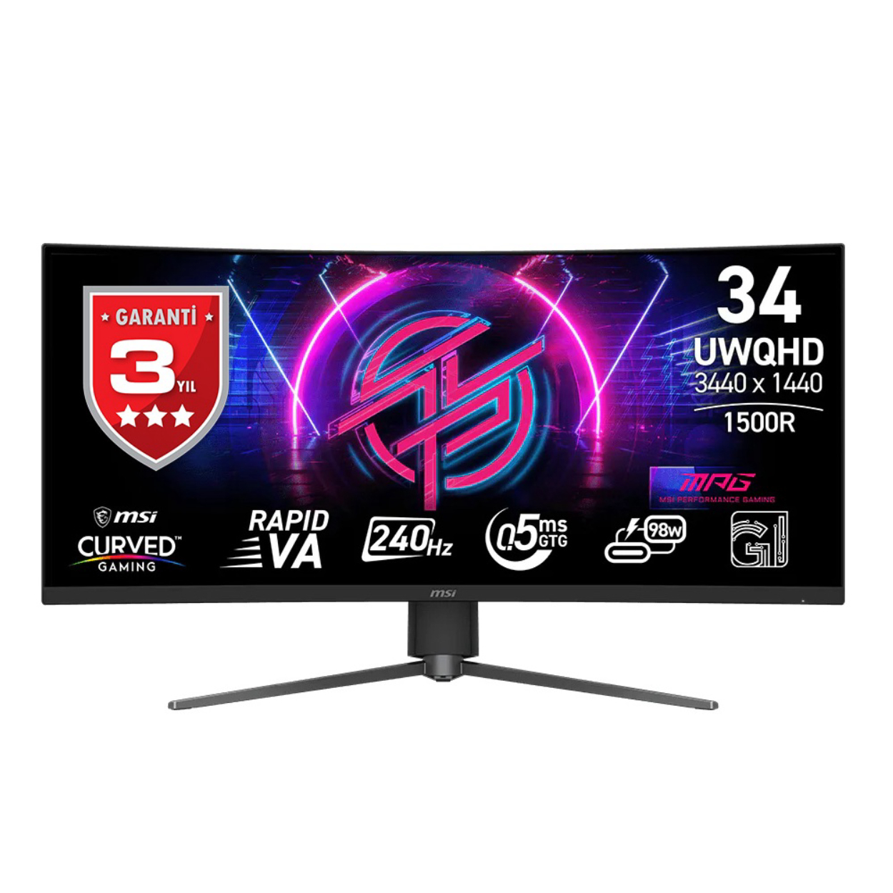 34" MSI MPG 346CQRF X24 0.5ms 240Hz 3440x1440 HDMI DP Type-C Curved Gaming Monit
