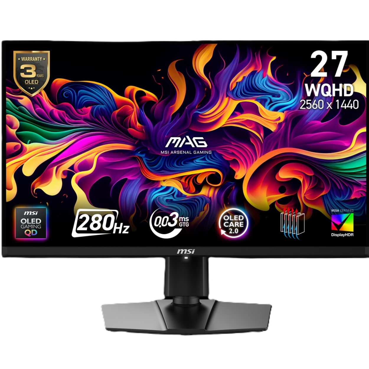 26.5" MSI MAG 271QP QD-OLED X28 0.03ms 280Hz 2560x1440 2xHDMI DP Type-C Pivot Ga