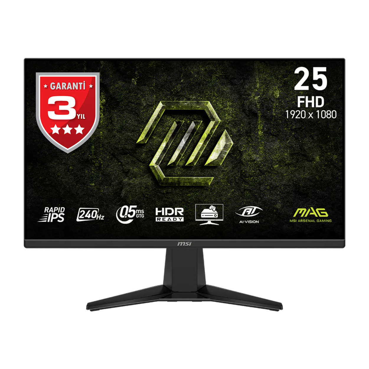 24.5" MSI MAG 255F X24 0.5ms 240Hz 1920x1080 IPS 2xHDMI DP Flat Gaming Monitör