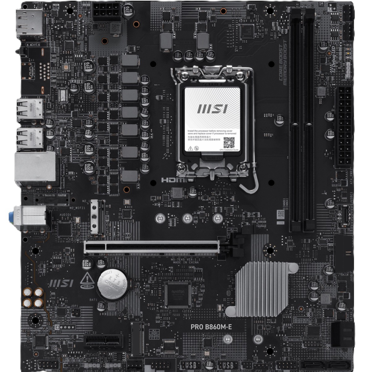 MSI PRO B860M-E 1851P DDR5 6400(OC) HDMI DP M.2 5GLan mATX