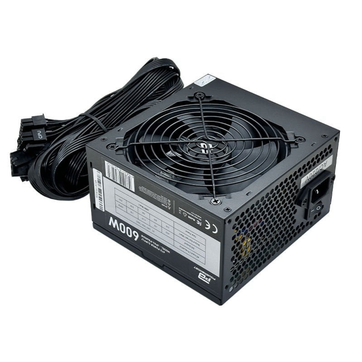 PowerBoost PB-600AB 600W APFC 2*PCI-E 6+2 Pin 12cm Siyah Fanlı ATX Power Supply