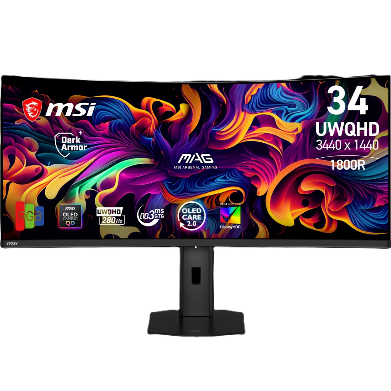 34.18" MSI MAG 341CQP QD-OLED X28 0.03ms 280Hz 3440x1440 HDMI DP Type-C Pivot Ga