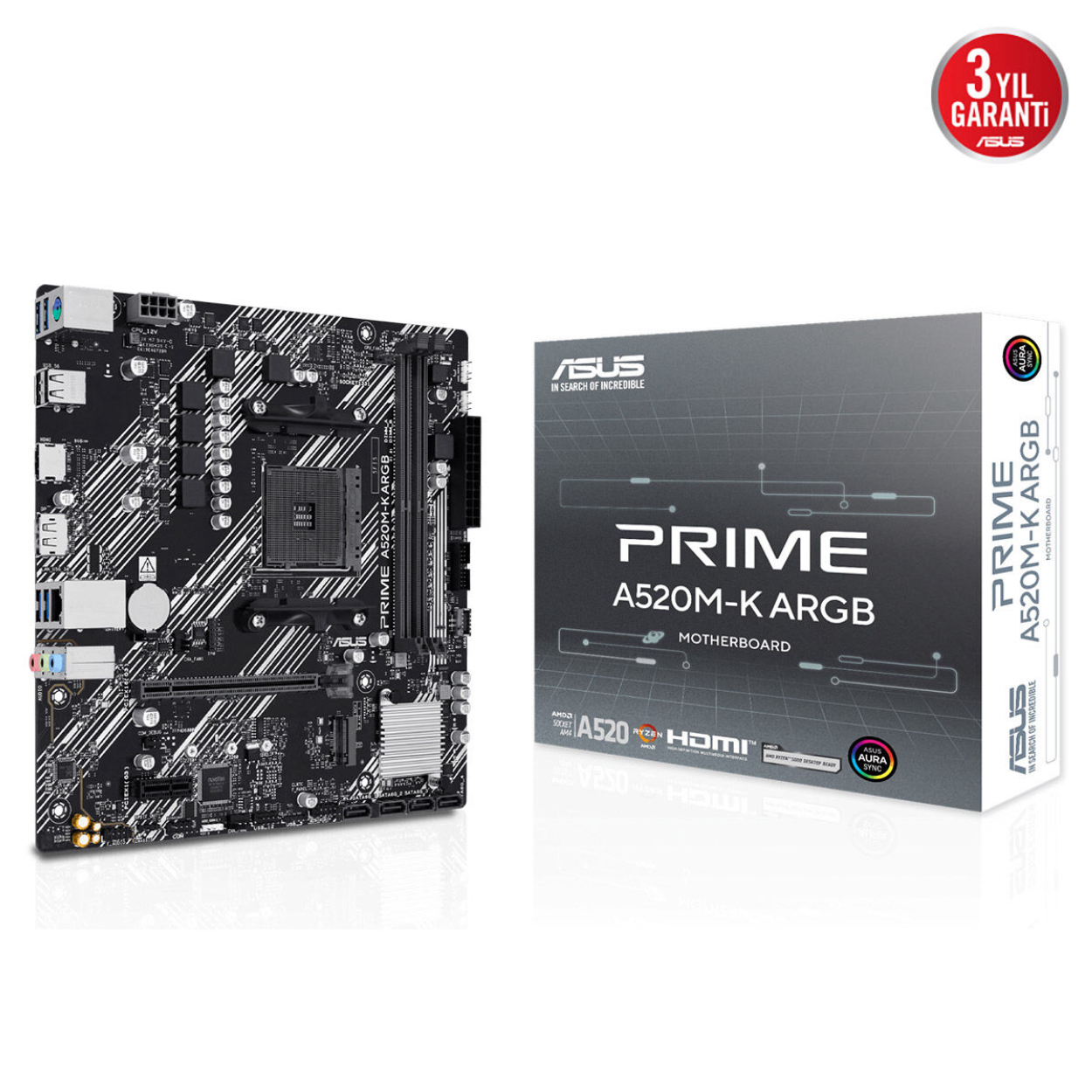 Asus PRIME A520M-K ARGB AM4 DDR4 3200 HDMI VGA DP M2 USB3.2 mATX