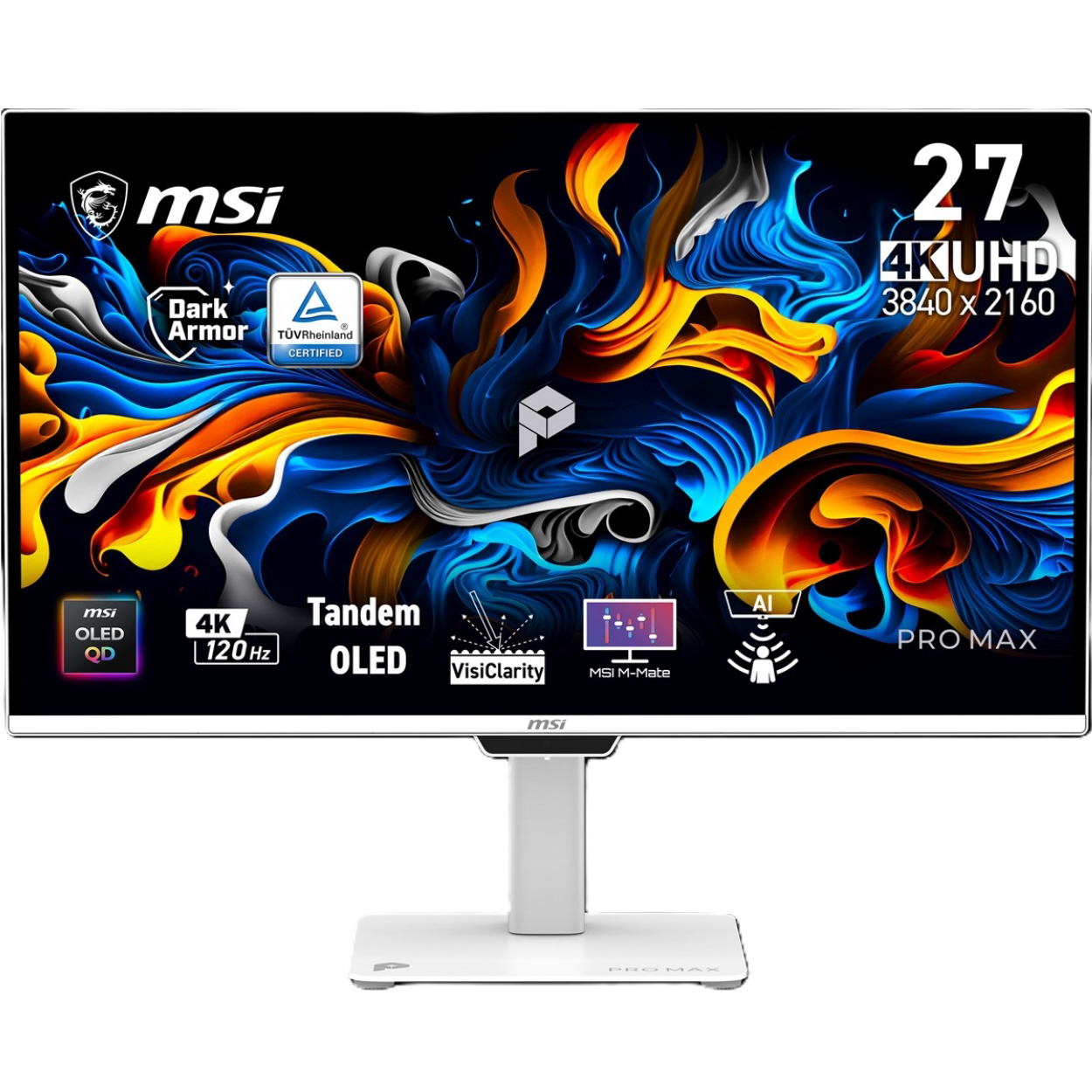 26.5" MSI PRO MAX 271UPXW12G 0.03ms 120Hz 3840x2160 QD-OLED HDMI DP Pivot Monitö