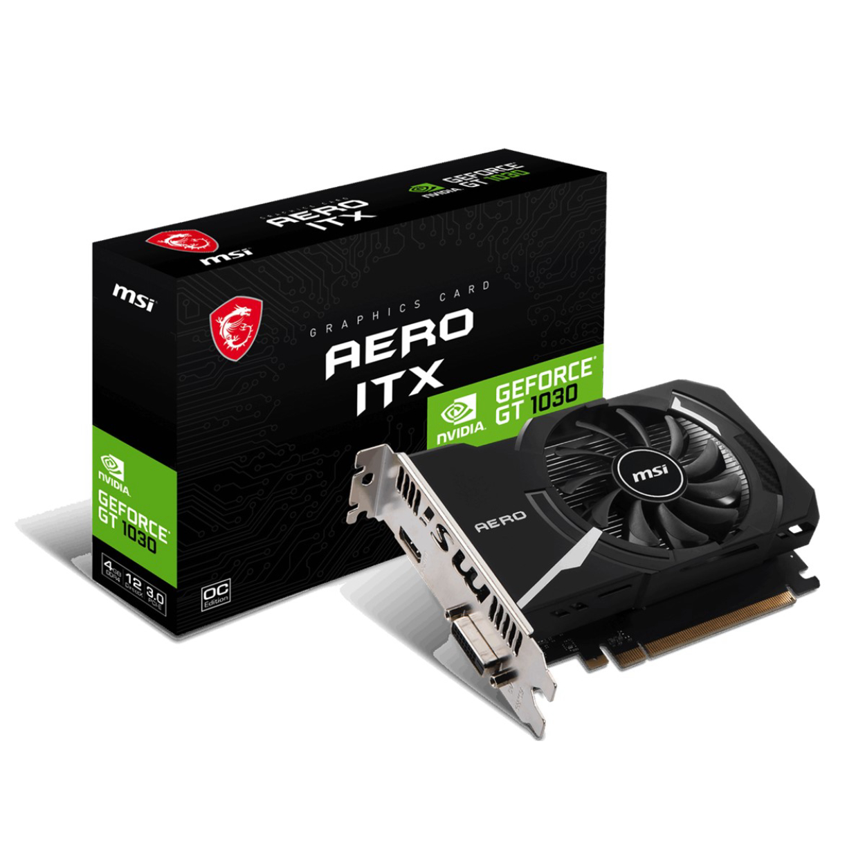 MSI 4GB GEFORCE GT 1030 AERO ITX 4GD4 OC [64Bit] DDR4 HDMI DVI