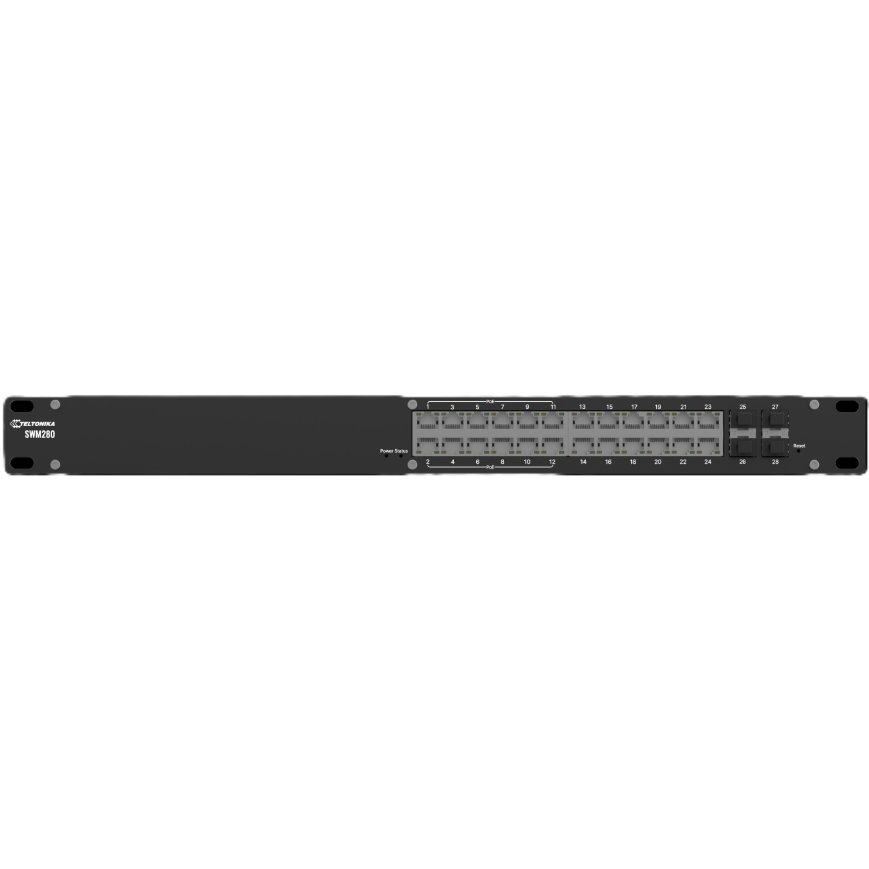 Teltonika SWM280 24Port GE 12GE PoE 4SFP L2/L3 Endüstriyel Yönetilebilir 300W Sw