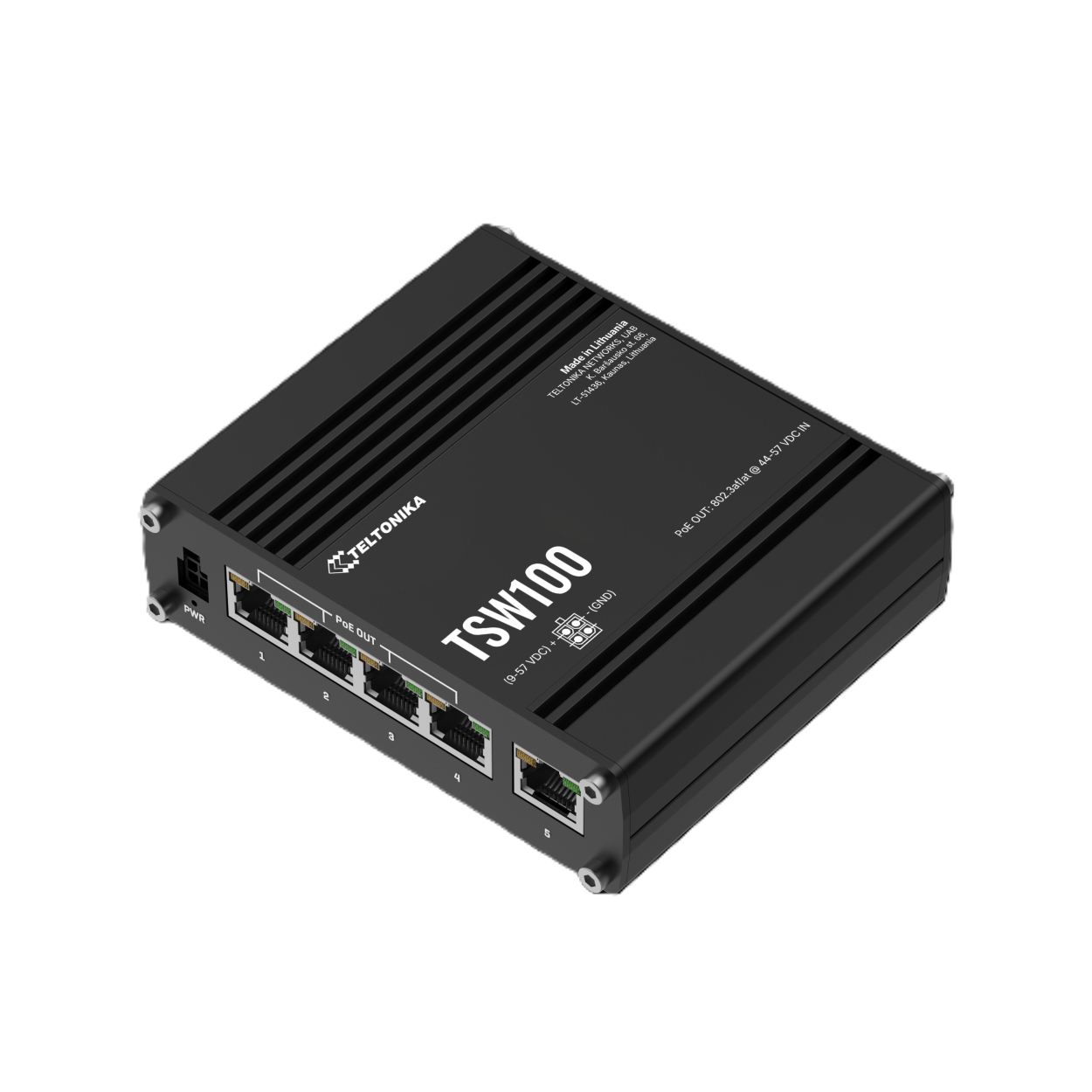 Teltonika TSW100 5Port GE 4GE PoE Endüstriyel Yönetilemez 120W Switch