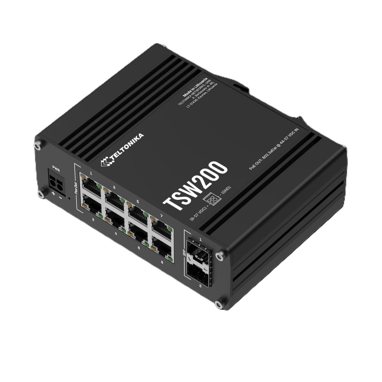Teltonika TSW200 8Port Gigabit 2SFP Endüstriyel Yönetilemez PoE 240W Switch