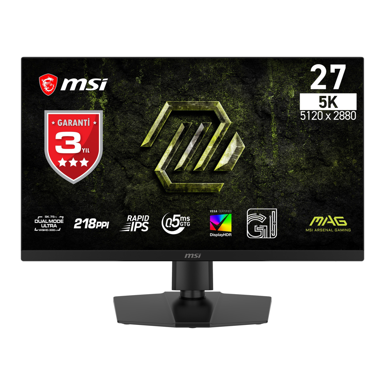 27" MSI MAG 271KPD7 0.5ms 300Hz 5120x2880 2xHDMI DP Type-C Pivot Gaming Monitör